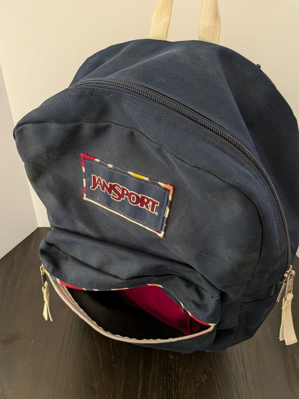 JanSport Navy With Fuchsia Lining Backpack